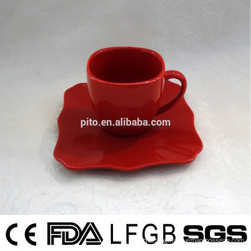 2014 New design hot selling unique square ceramic coffee cup with handle